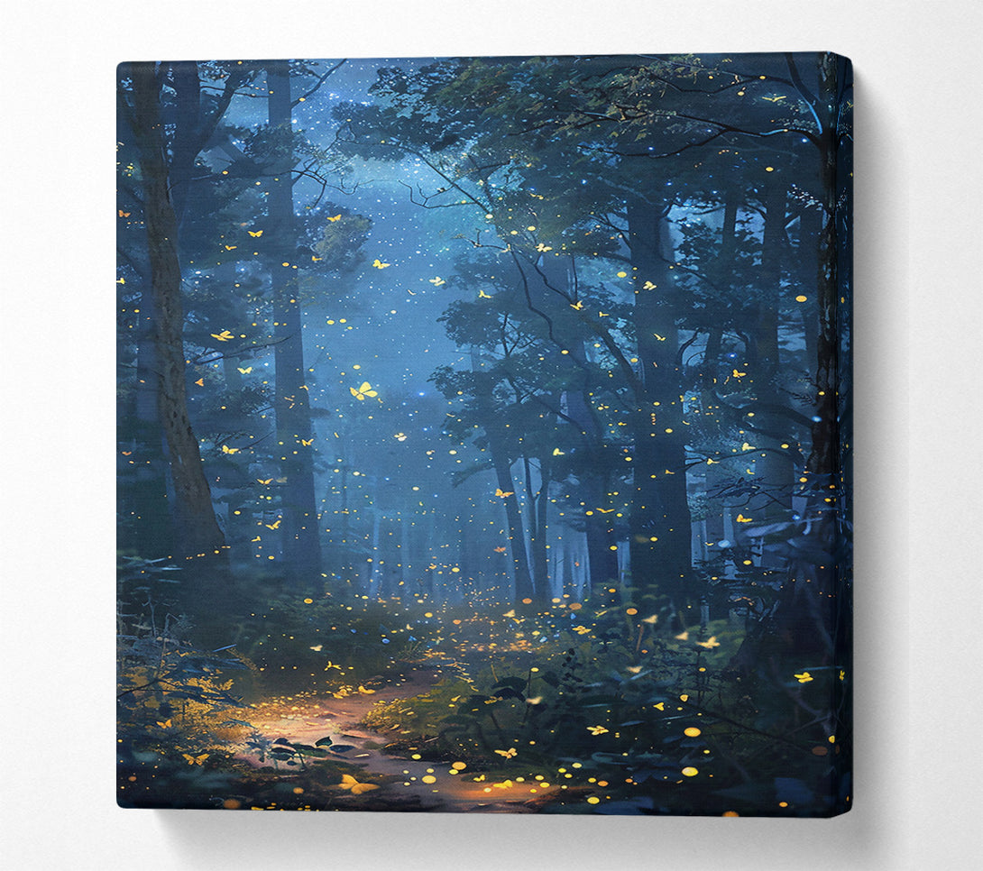  A Canvas Print of Blue Forest Fireflies Canvas Print
