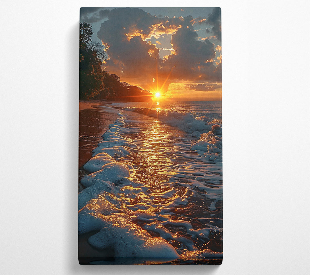  A Canvas Print of Golden Sunset Waves Canvas Art