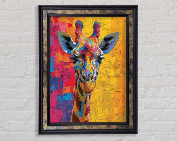 Beautiful Colourful Giraffe Framed Print