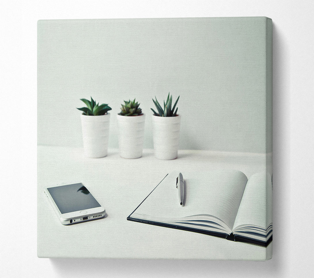  A Canvas Print of White Desk Still Life Canvas Art
