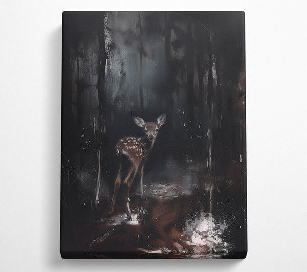  A Canvas Print of Brown Fawn In Woods Canvas Wall Art