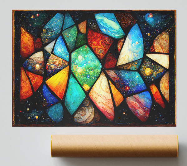 Cosmic Blue Mosaic Poster