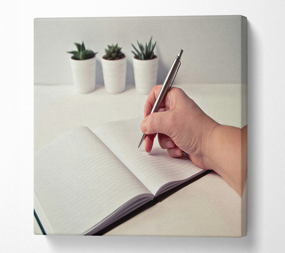  A Canvas Print of Silver Pen And Blank Page Canvas Wall Art
