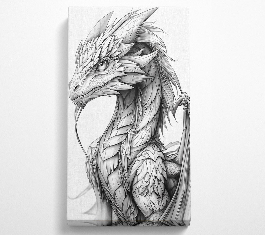  A Canvas Print of Silver Winged Dragon Canvas Wall Art