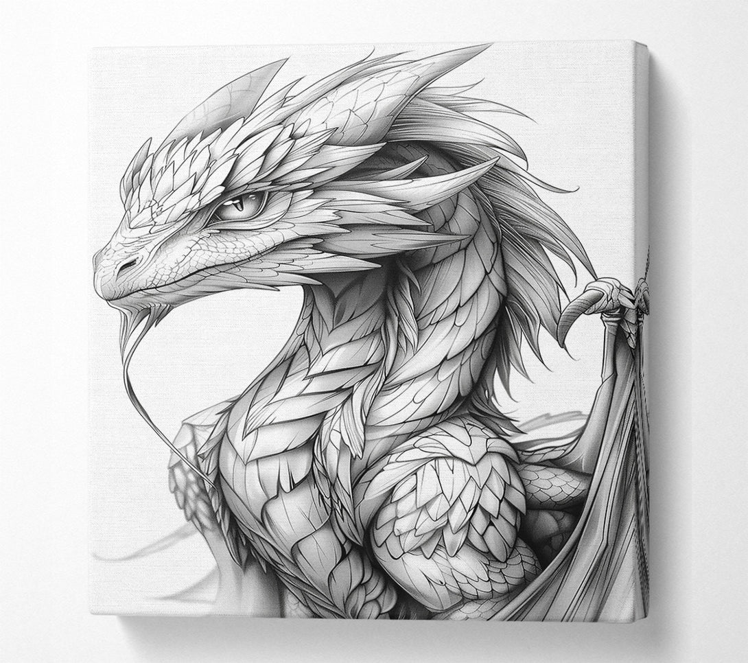  A Canvas Print of Silver Winged Dragon Canvas Wall Art