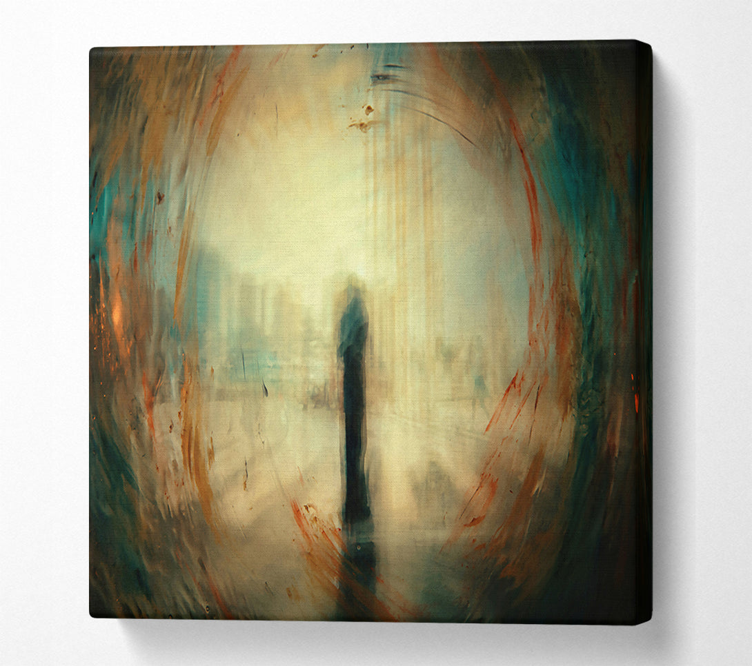  A Canvas Print of Teal Cityscape Reflections Canvas Wall Art
