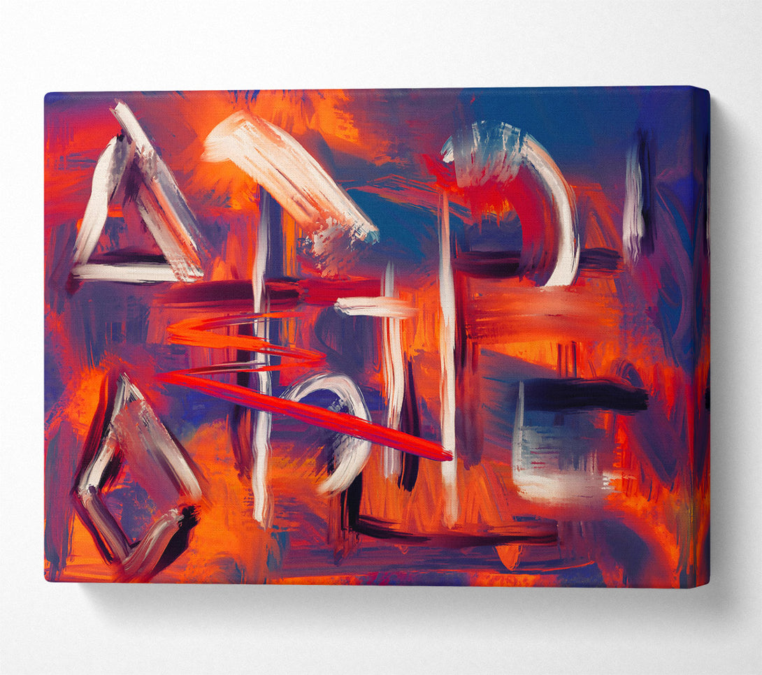  A Canvas Print of Orange Abstract Strokes Canvas Wall Art