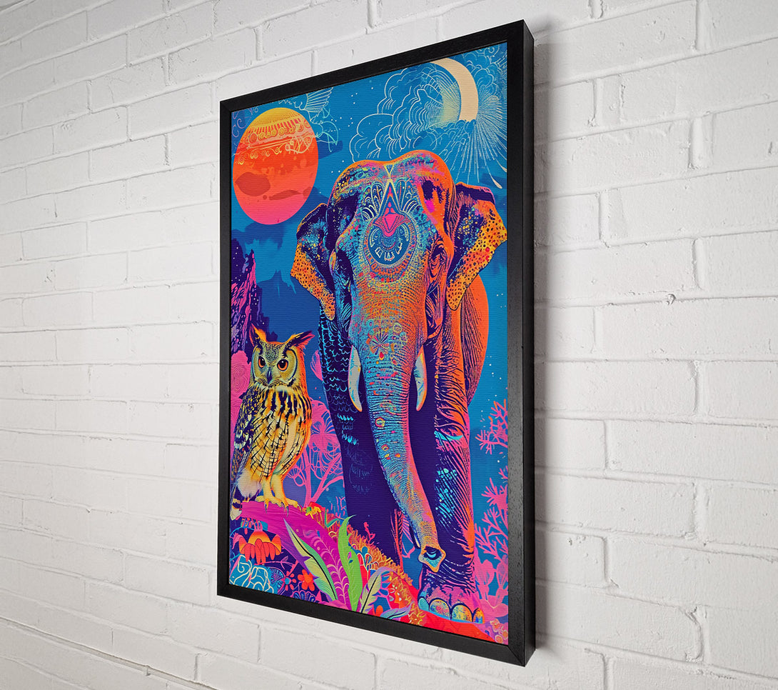  A Canvas Print of Neon Blue Elephant Dream Canvas Wall Art