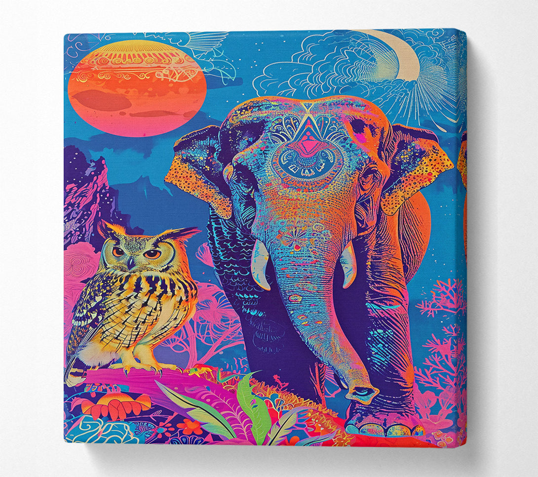  A Canvas Print of Neon Blue Elephant Dream Canvas Wall Art