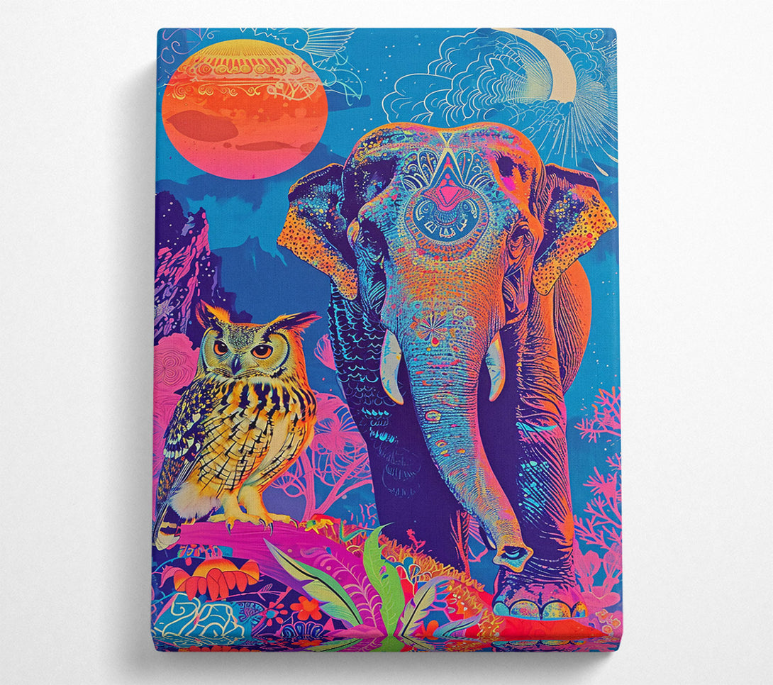  A Canvas Print of Neon Blue Elephant Dream Canvas Wall Art