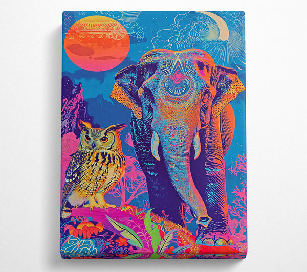 A Canvas Print of Neon Blue Elephant Dream Canvas Wall Art