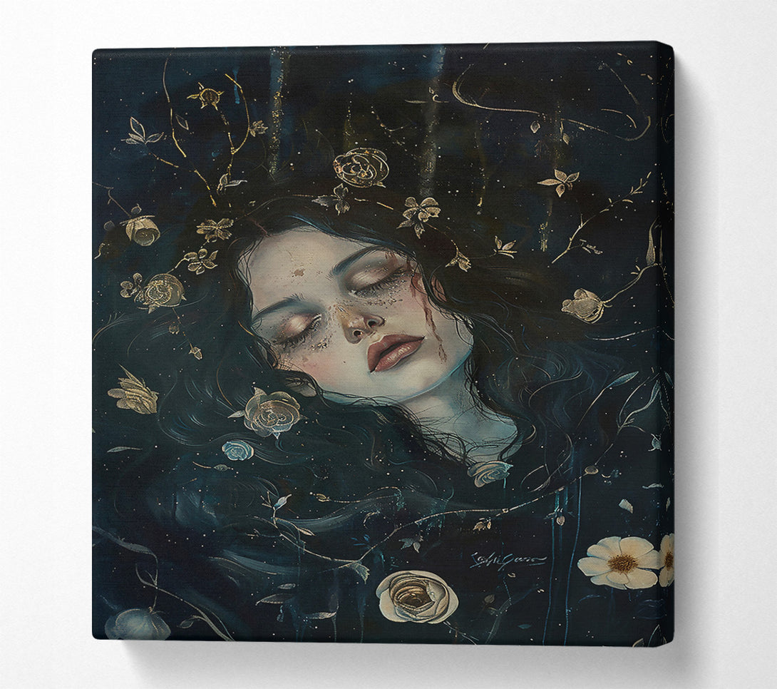  A Canvas Print of Golden Dreams In Blue Canvas Art