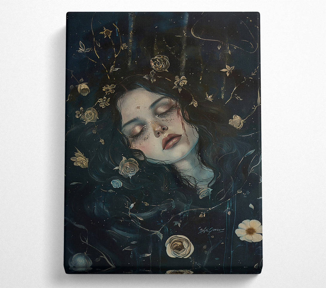  A Canvas Print of Golden Dreams In Blue Canvas Art