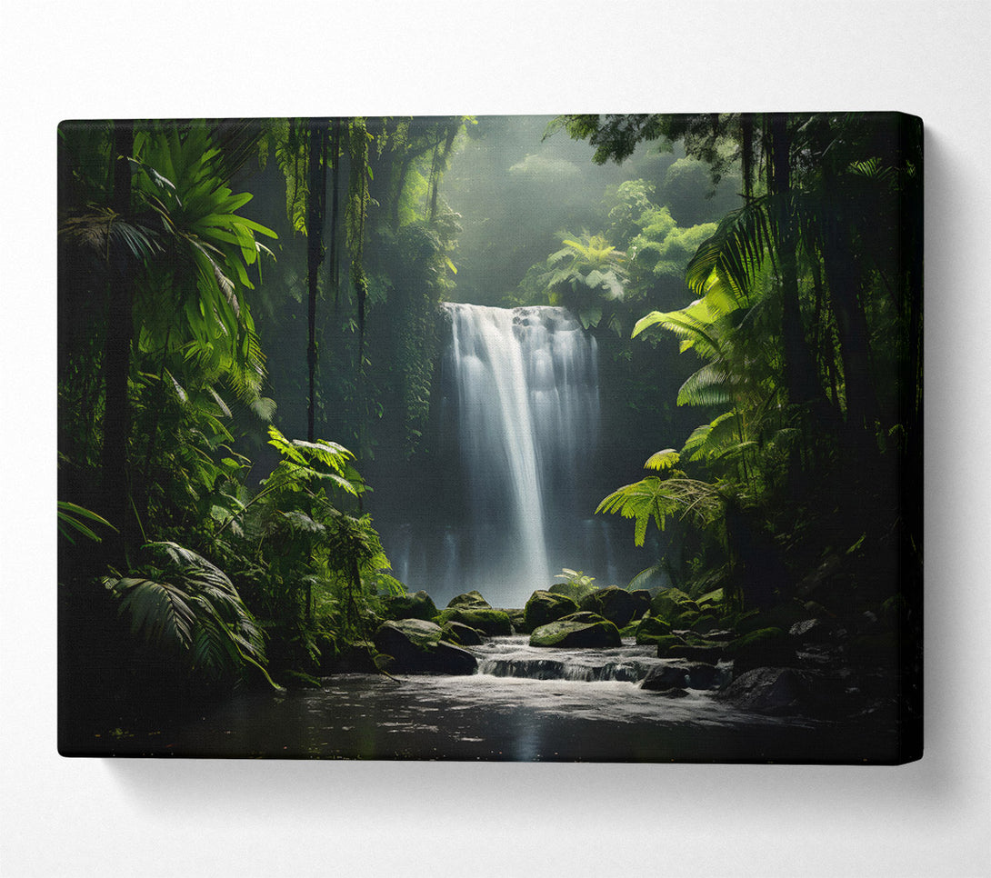 A Canvas Print of Emerald Green Waterfall Canvas Wall Art