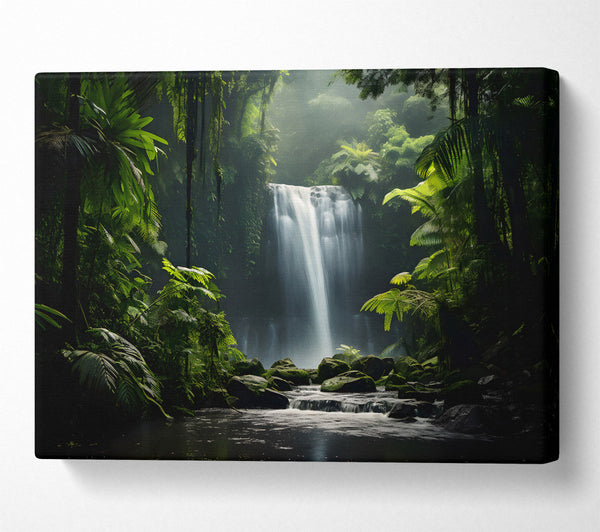  A Canvas Print of Emerald Green Waterfall Canvas Wall Art