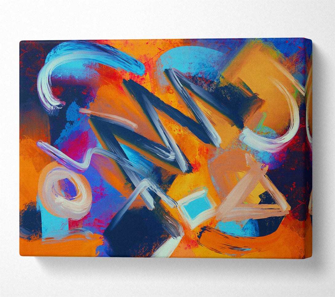  A Canvas Print of Orange Abstract Strokes Canvas Wall Art
