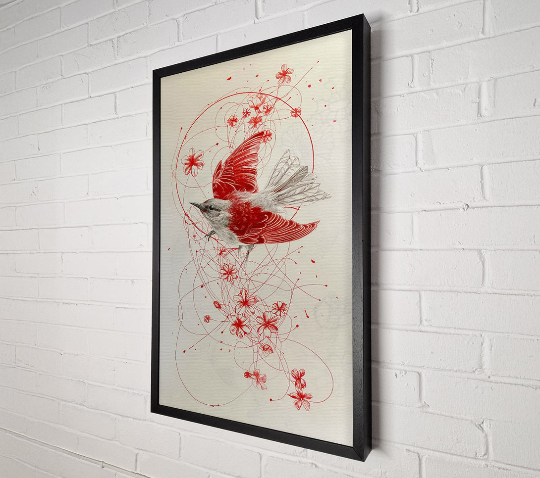  A Canvas Print of Crimson Bird Flight Canvas Wall Art