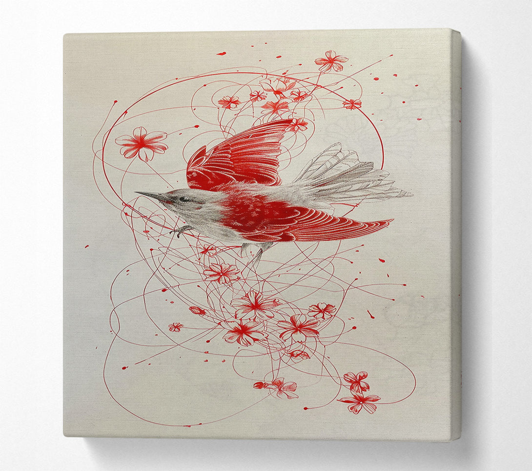  A Canvas Print of Crimson Bird Flight Canvas Wall Art