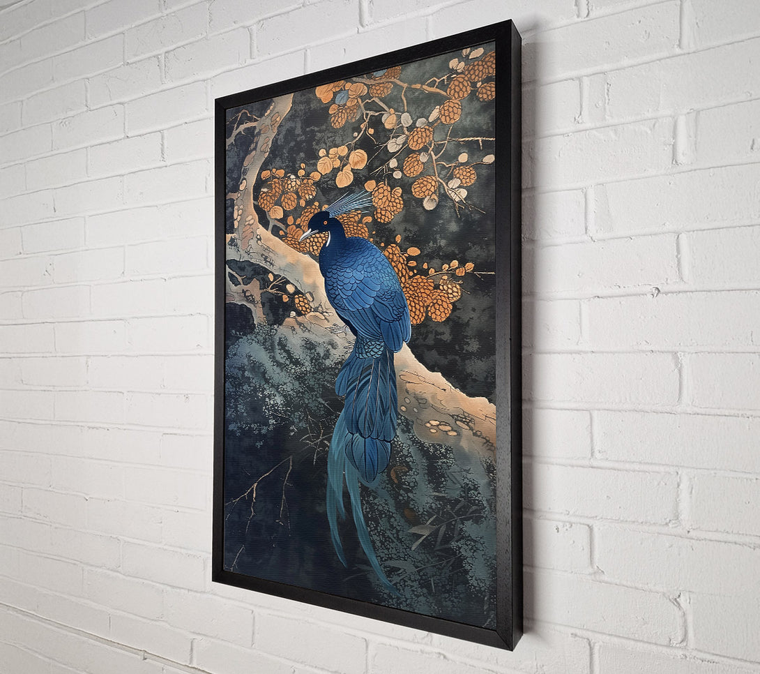 A Canvas Print of Azure Bird In Gold Canvas Art