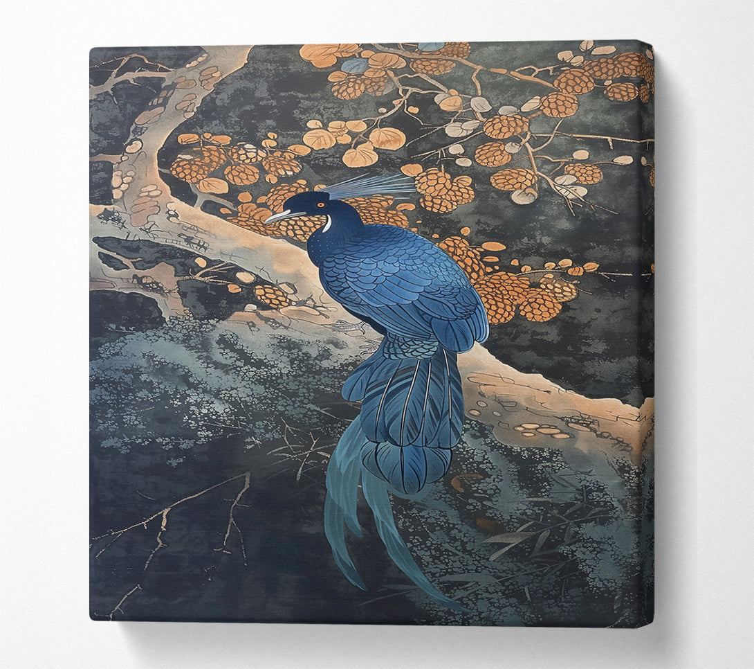  A Canvas Print of Azure Bird In Gold Canvas Art