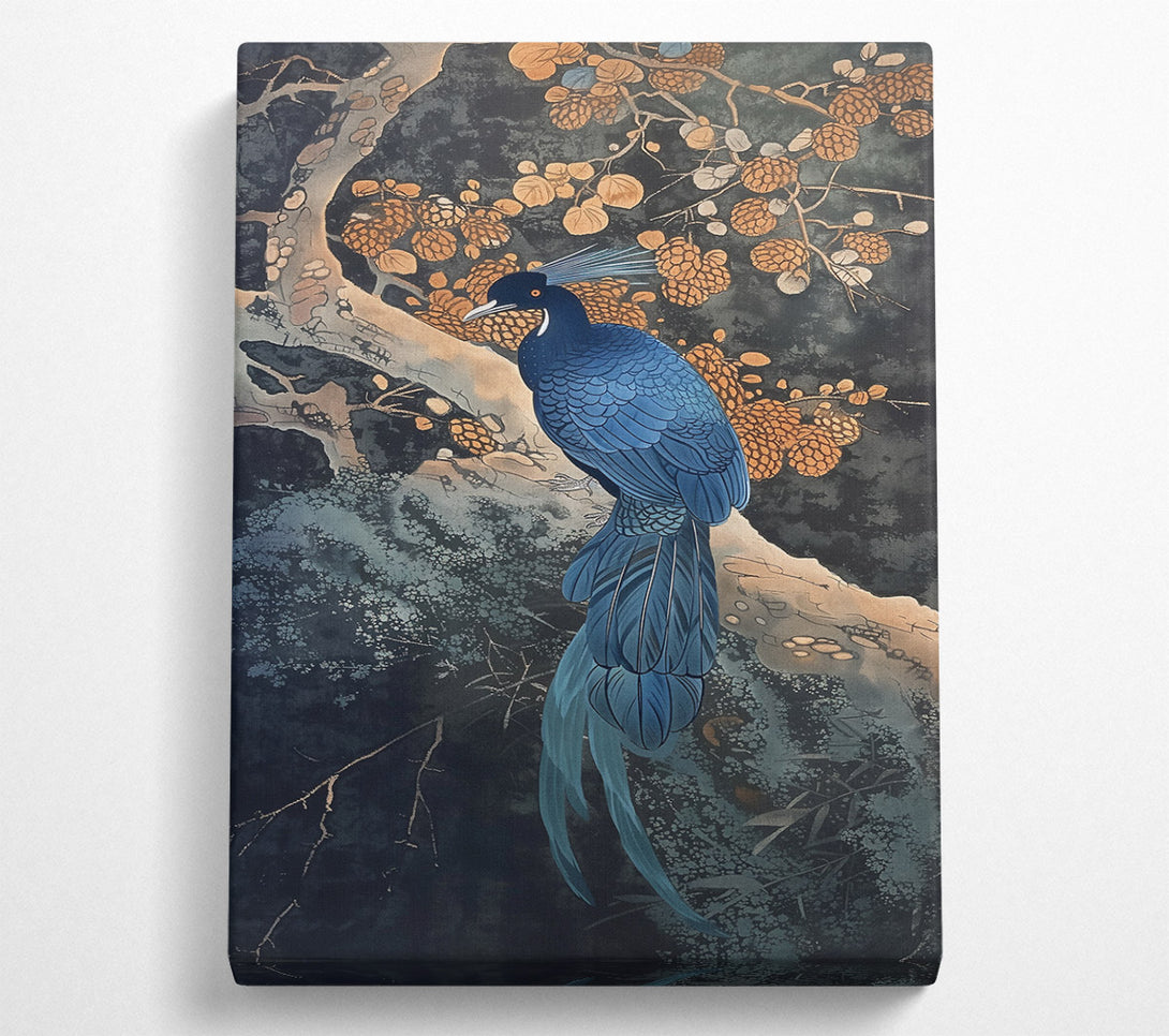  A Canvas Print of Azure Bird In Gold Canvas Art