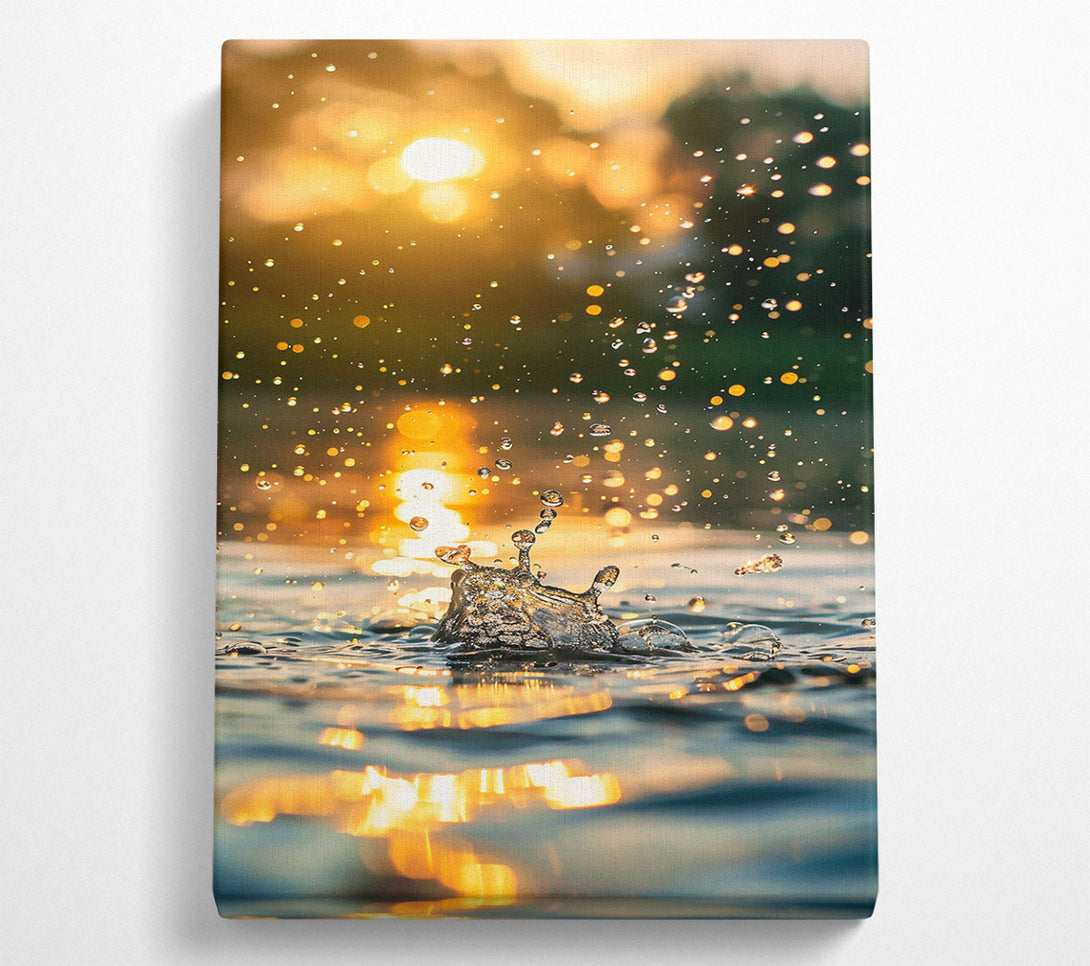  A Canvas Print of Golden Water Drop Splash Canvas Wall Art