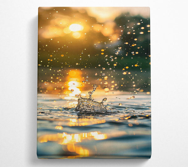  A Canvas Print of Golden Water Drop Splash Canvas Wall Art