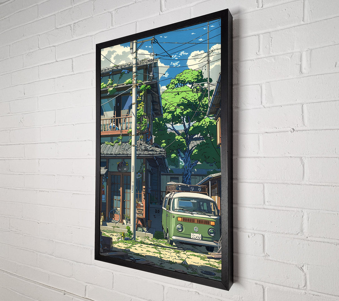  A Canvas Print of Green Van Alleyway Canvas Print