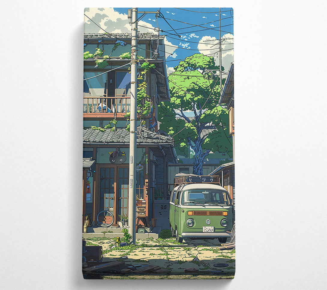  A Canvas Print of Green Van Alleyway Canvas Print