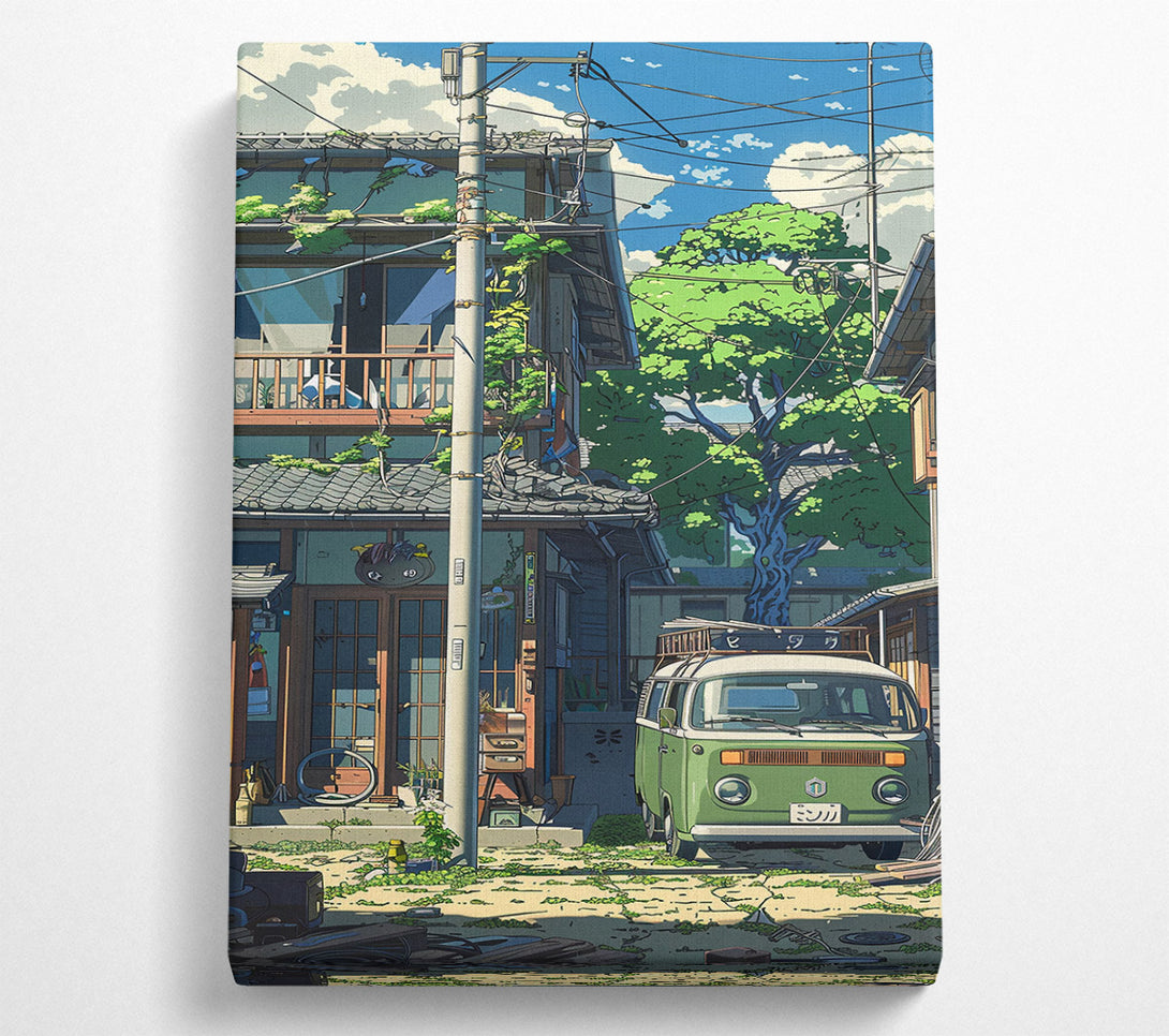  A Canvas Print of Green Van Alleyway Canvas Print