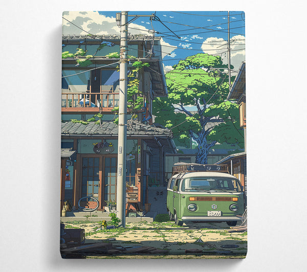  A Canvas Print of Green Van Alleyway Canvas Print
