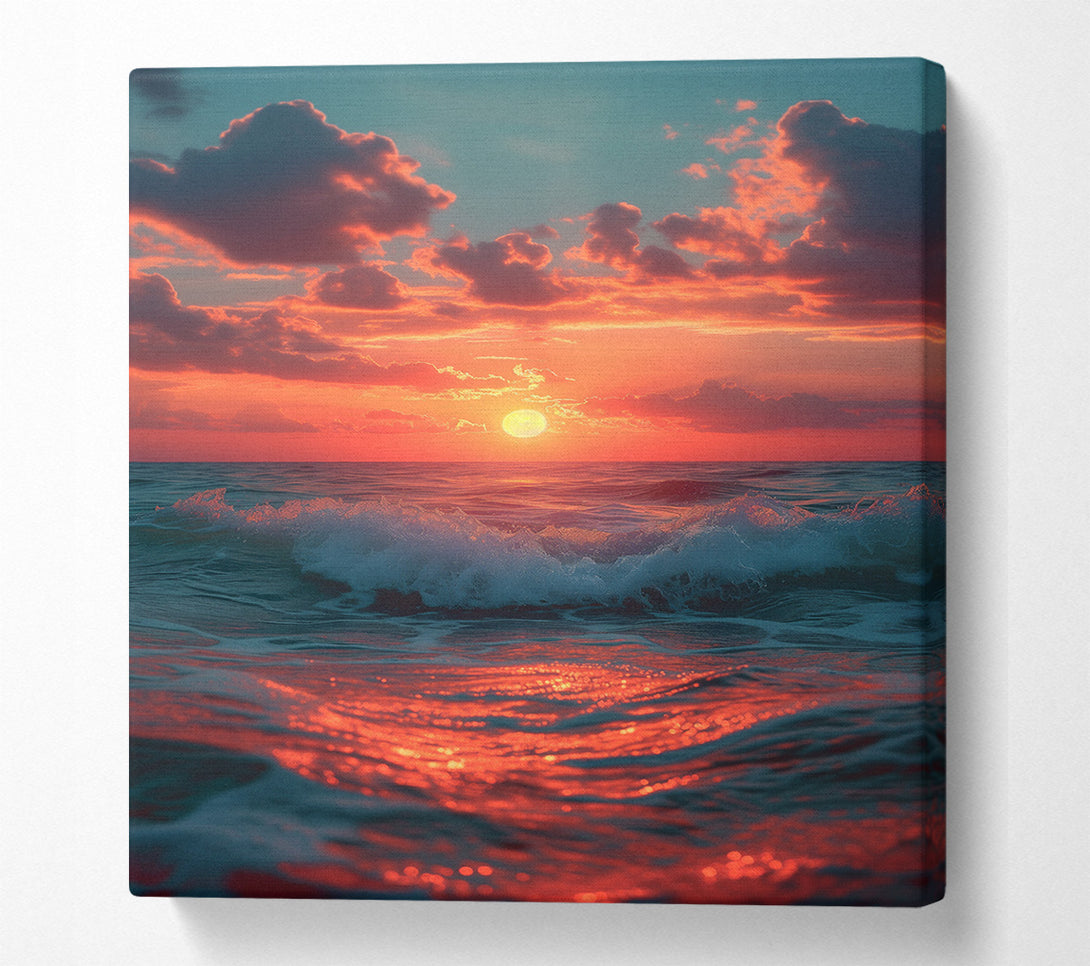  A Canvas Print of Beautiful Sea Sunset Canvas Wall Art