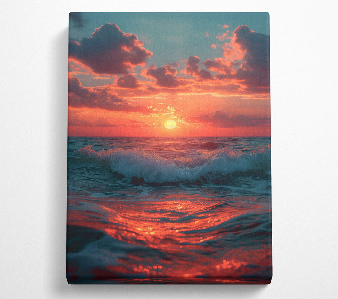  A Canvas Print of Beautiful Sea Sunset Canvas Wall Art
