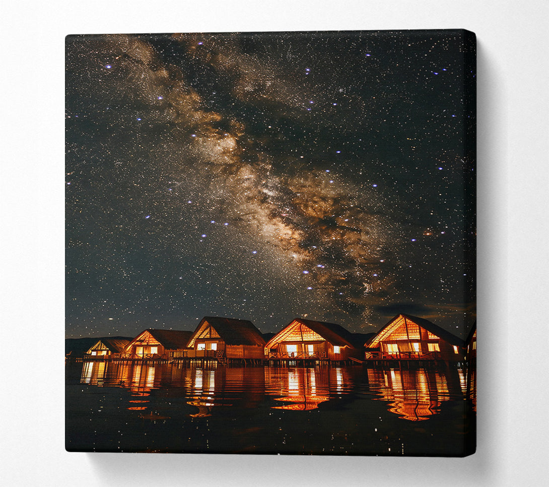  A Canvas Print of Golden Milky Way Cabins Canvas Art