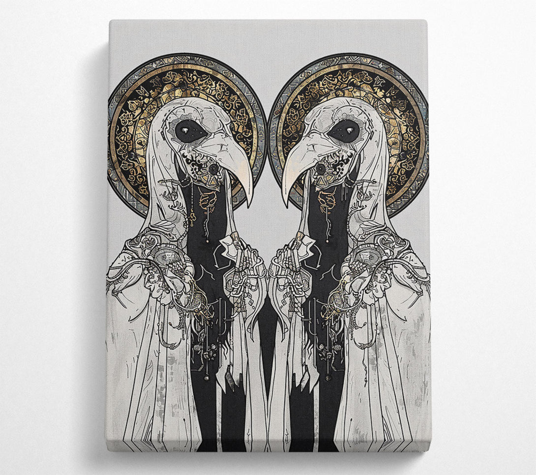  A Canvas Print of Golden Avian Deities Canvas Wall Art