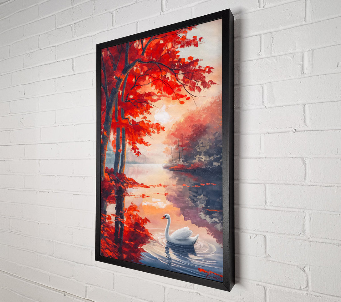  A Canvas Print of Crimson Swan'S Reflection Canvas Art
