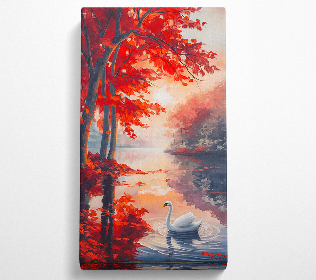  A Canvas Print of Crimson Swan'S Reflection Canvas Art