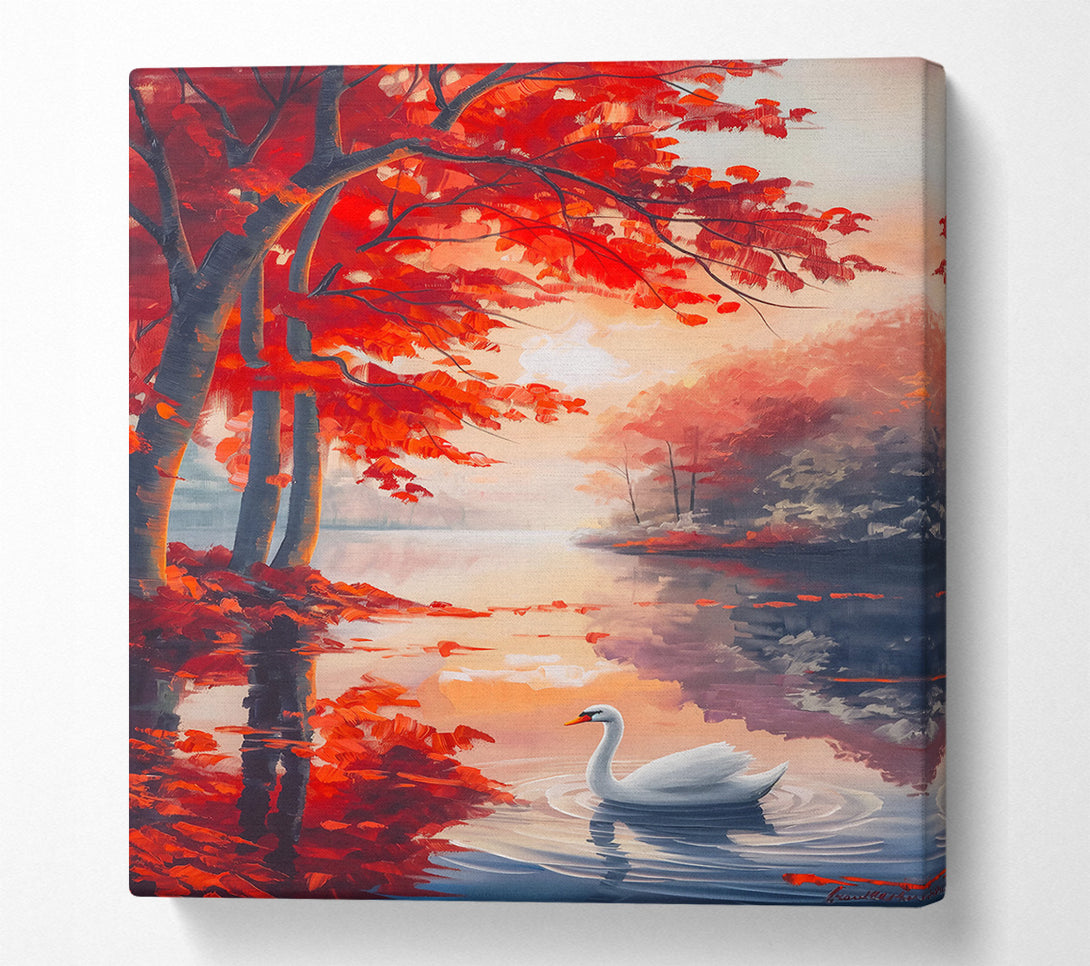  A Canvas Print of Crimson Swan'S Reflection Canvas Art