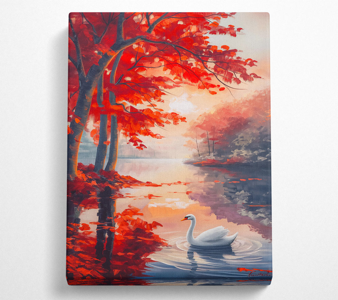 A Canvas Print of Crimson Swan'S Reflection Canvas Art