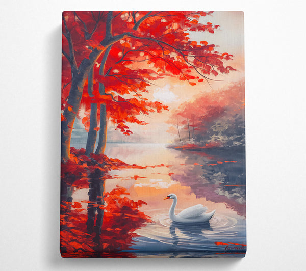  A Canvas Print of Crimson Swan'S Reflection Canvas Art