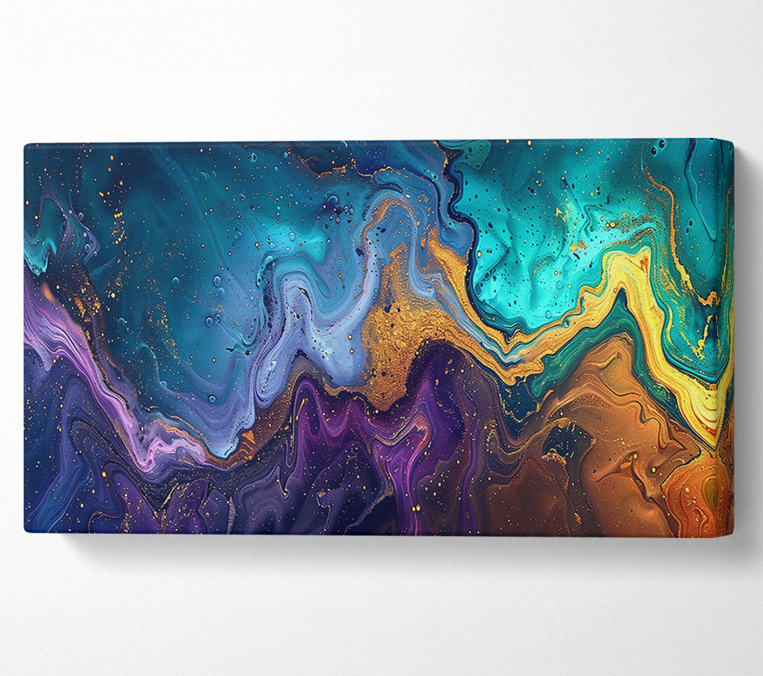  A Canvas Print of Teal And Gold Swirl Canvas Print