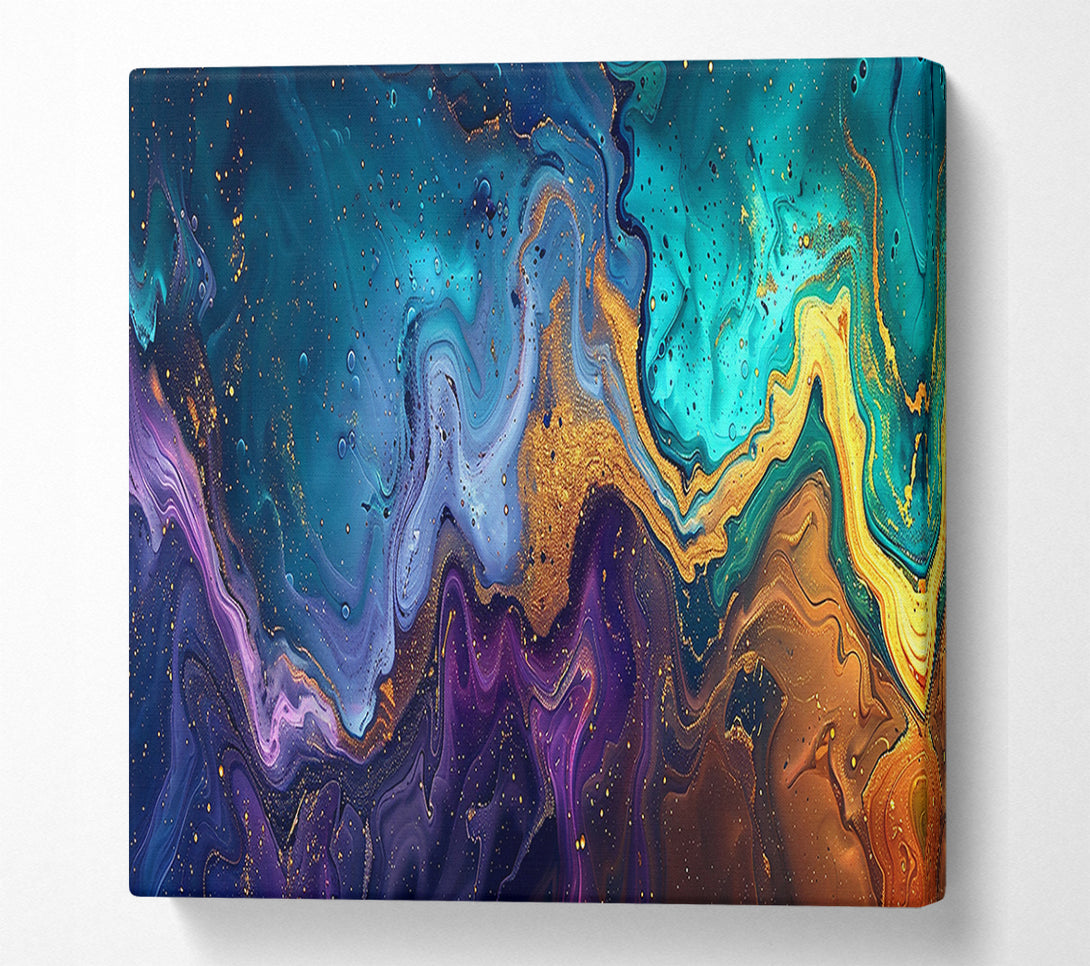 A Canvas Print of Teal And Gold Swirl Canvas Print