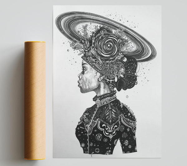Black Galaxy Bloom Poster