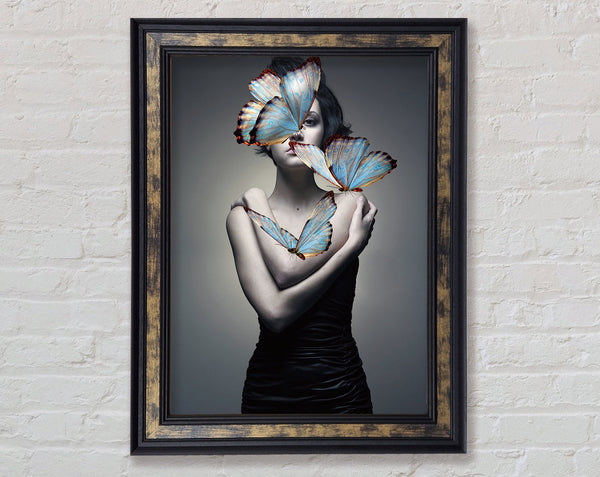 Beauty Butterfly Woman Framed Print