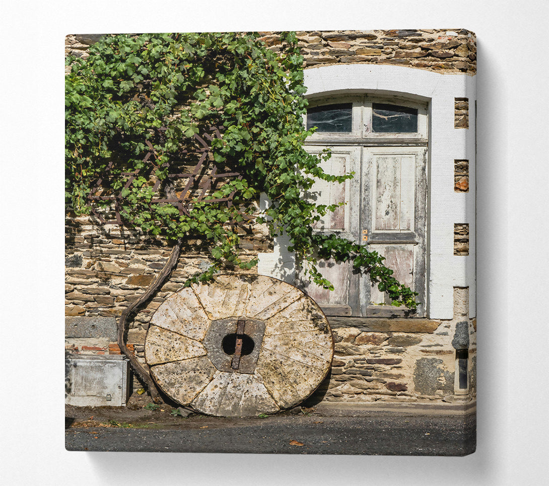  A Canvas Print of Stone Wheel And Vines Canvas Print