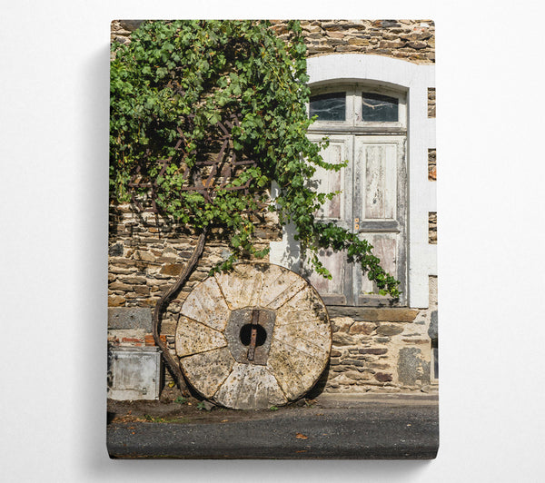  A Canvas Print of Stone Wheel And Vines Canvas Print