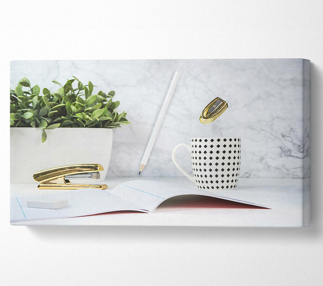  A Canvas Print of Golden Floating Stationery Canvas Print