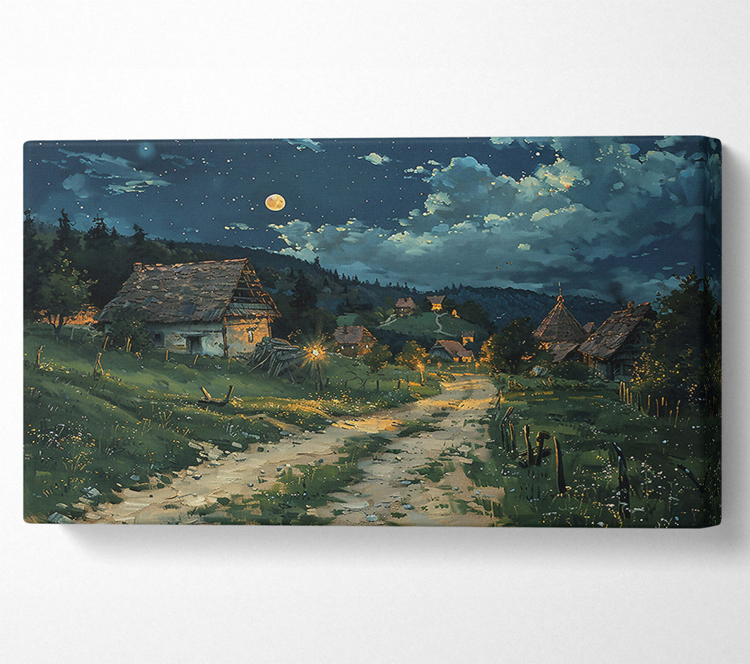  A Canvas Print of Moonlight Green Village Canvas Art