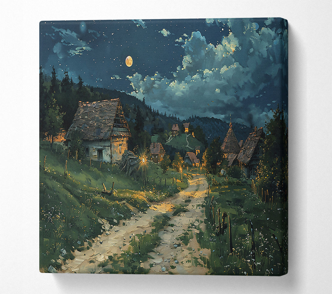  A Canvas Print of Moonlight Green Village Canvas Art