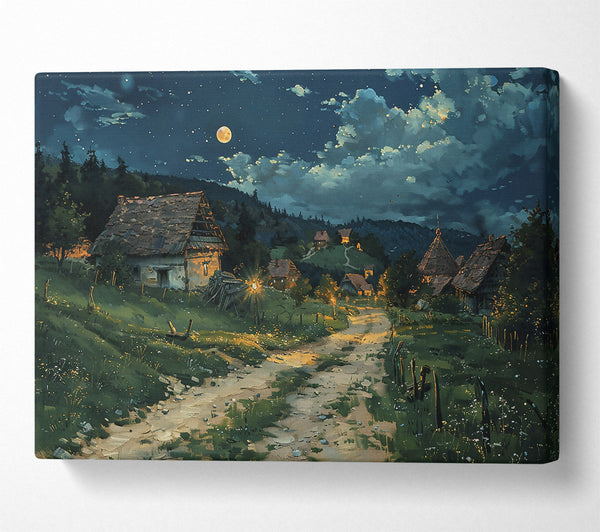  A Canvas Print of Moonlight Green Village Canvas Art